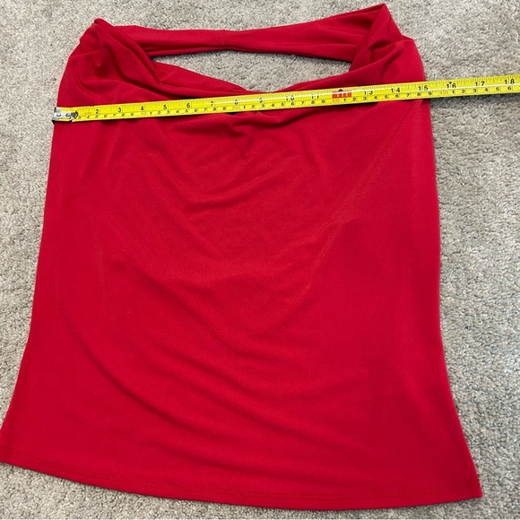 RIPE red draped cowl neck halter top open back Sz XL stretchy spandex NWOT - Picture 5 of 9